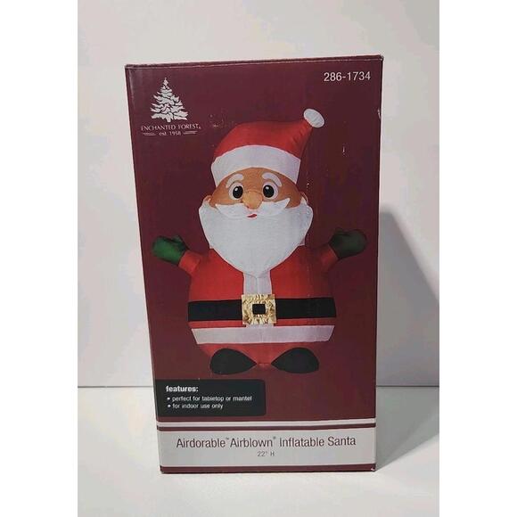 Enchanted Forest Inflatable Santa Indoor Tabletop 22" Tall USB/Battery - Picture 1 of 15